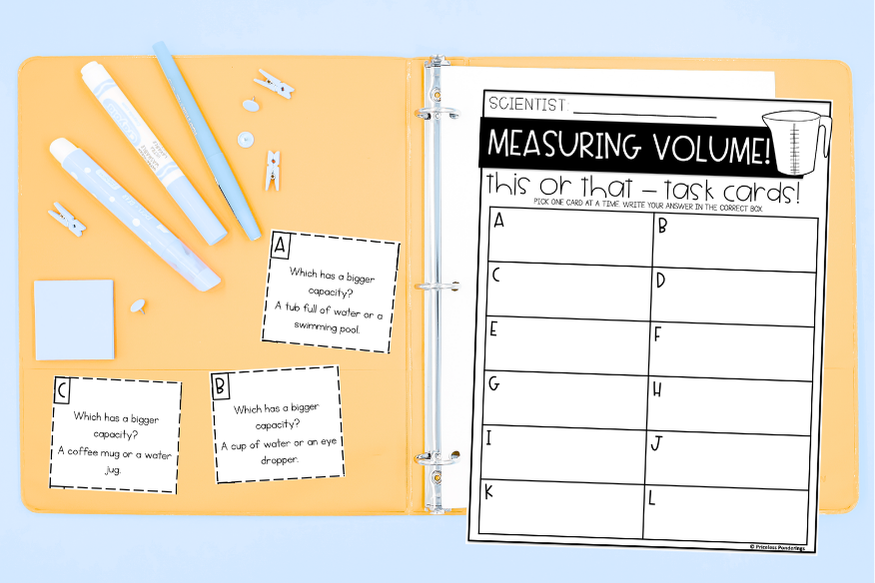 measuring liquid volume worksheet task cards for hands on classroom measurement activities