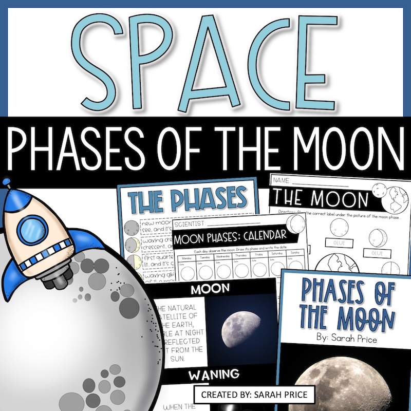 phases of the moon worksheet unit product cover by priceless ponderings