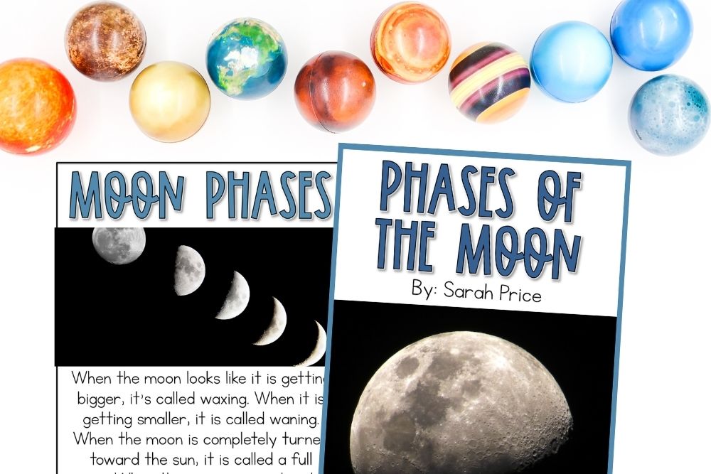moon phases reader and anchor chart worksheet activity