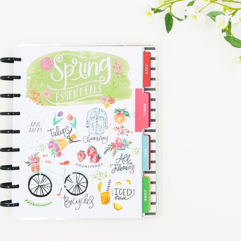 this is a photo of a teacher planner with the word spring on it. this is for a blog post about spring activities worksheets for april.