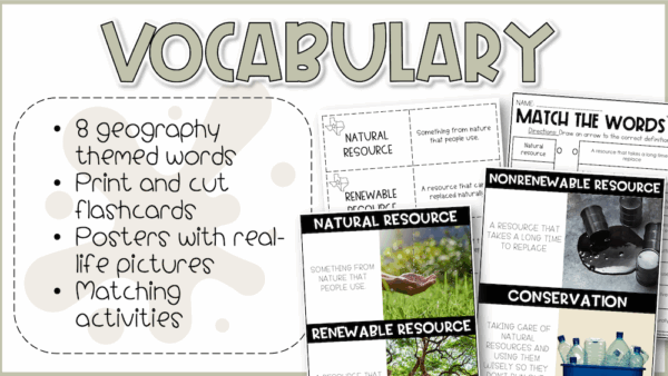 Natural Resources Worksheets – 4th Grade Texas Social Studies TEKS Unit | Printable Activities + Lesson Plans + Classroom Posters 3