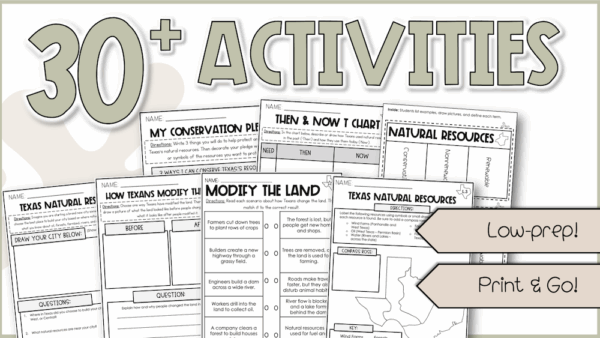 Natural Resources Worksheets – 4th Grade Texas Social Studies TEKS Unit | Printable Activities + Lesson Plans + Classroom Posters 3