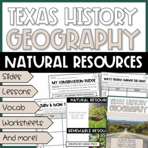 Texas natural resource unit for 4th grade social studies